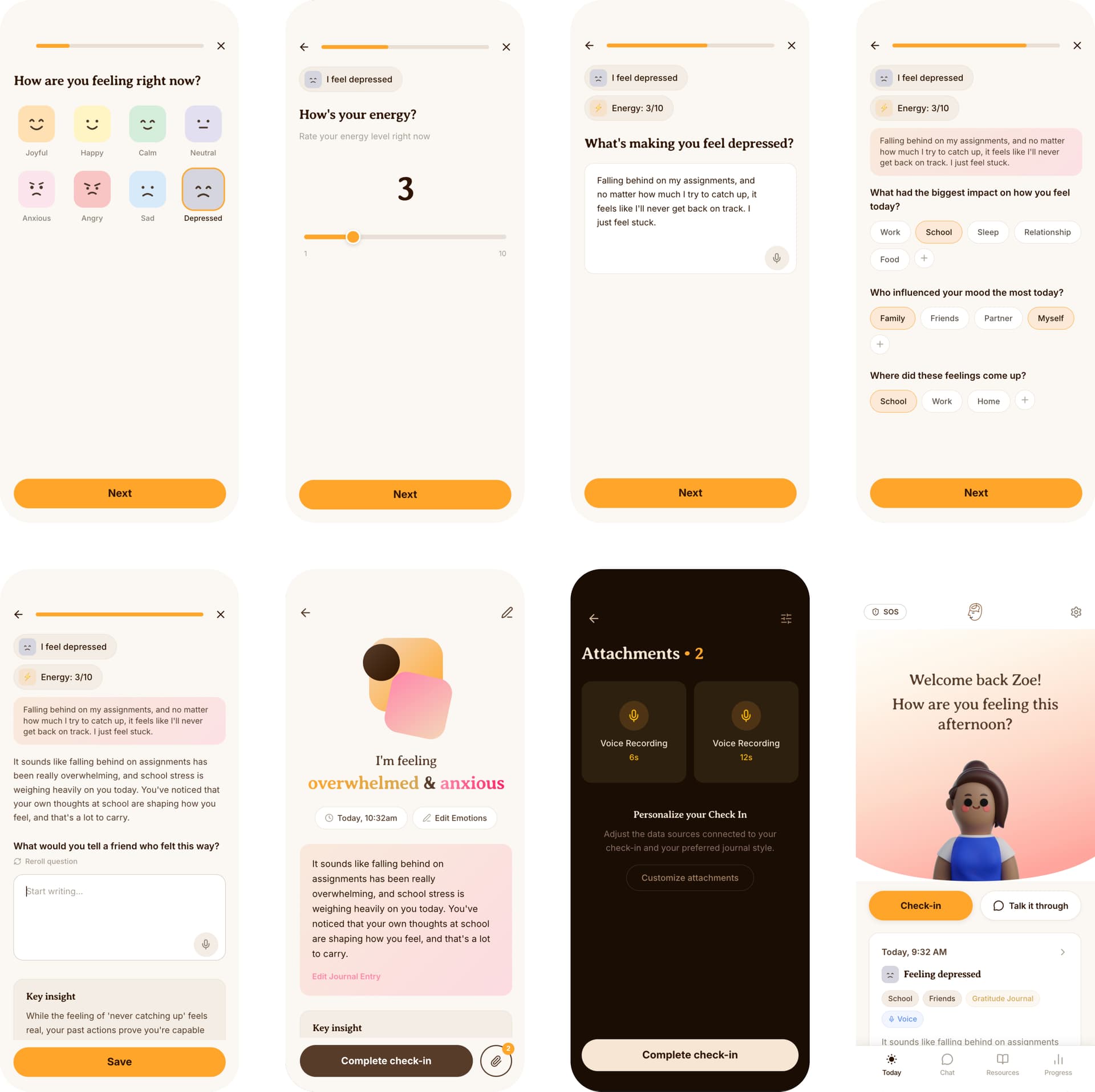 Filling out reflection questions